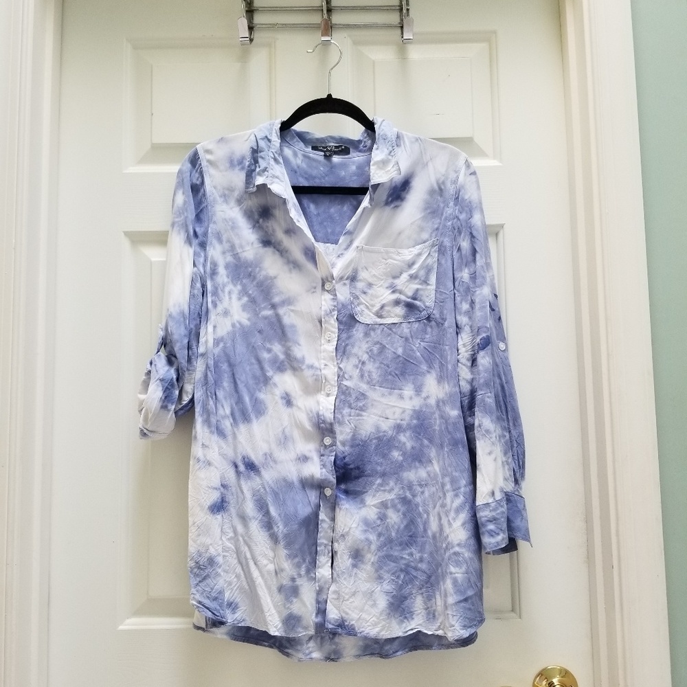 Rayon button down tie dye top